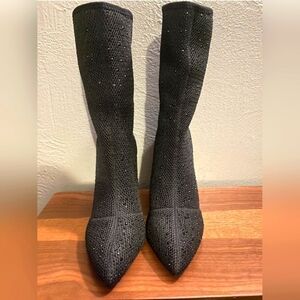 Qupid Rhinestone Sock Boots Sz 6